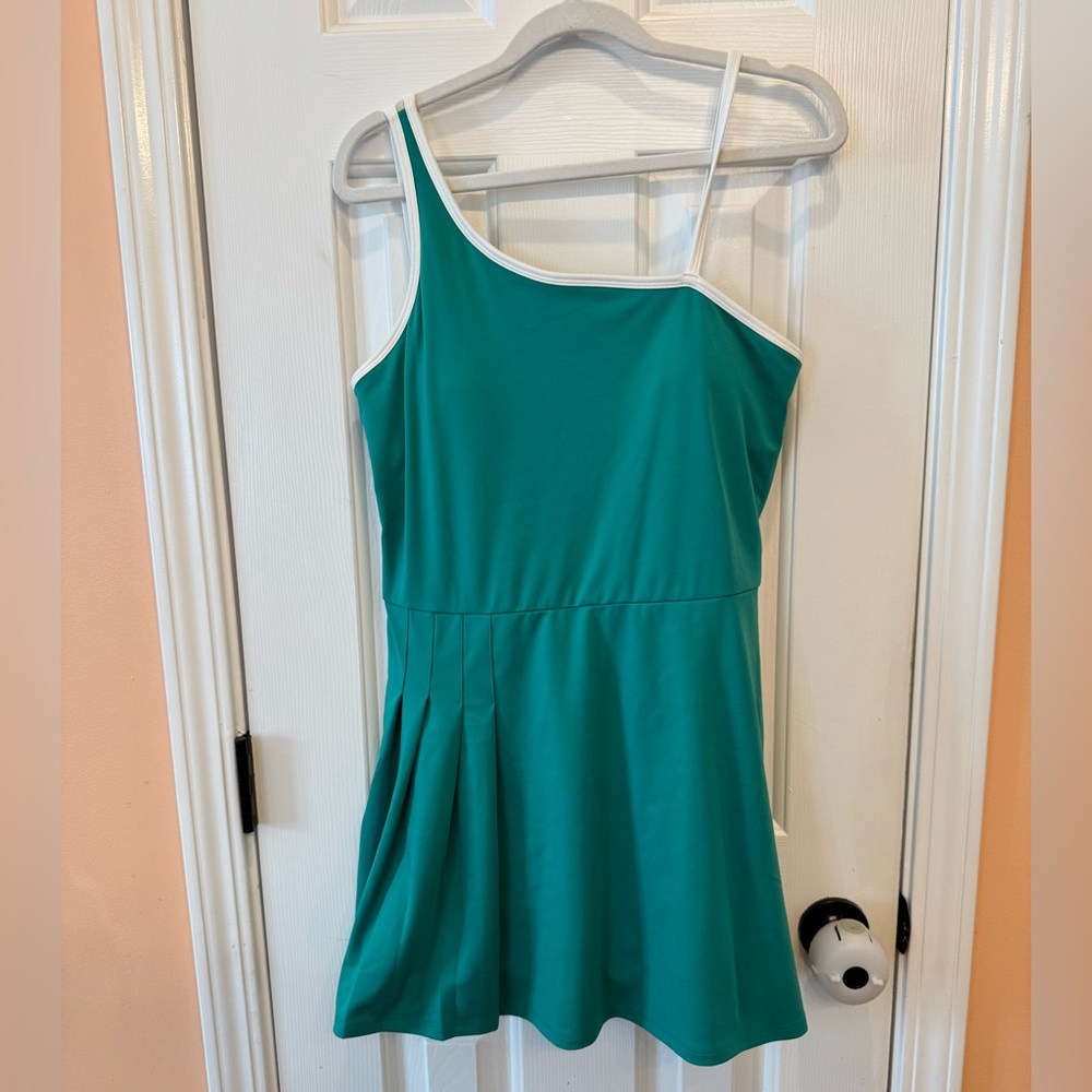 All in Motion Green Dress with White Trim medium tennis skirt